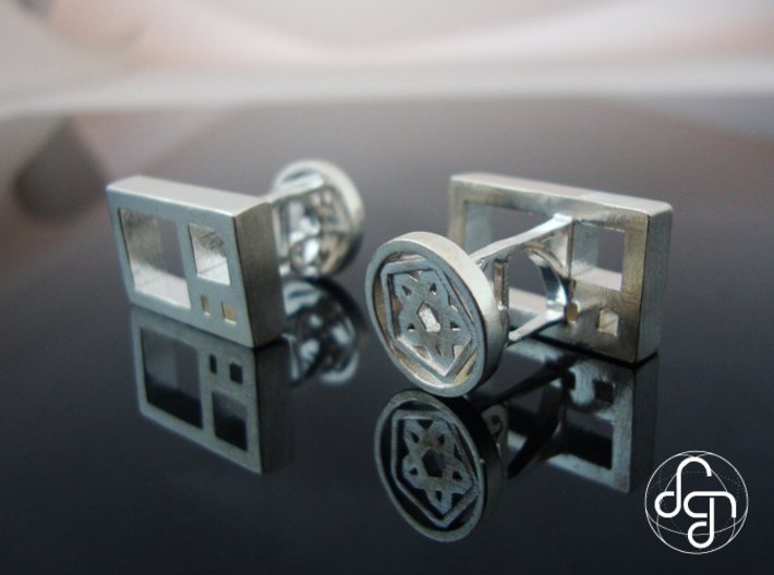 Golden Ratio Cufflinks 3d printed Detail [Polished Silver]