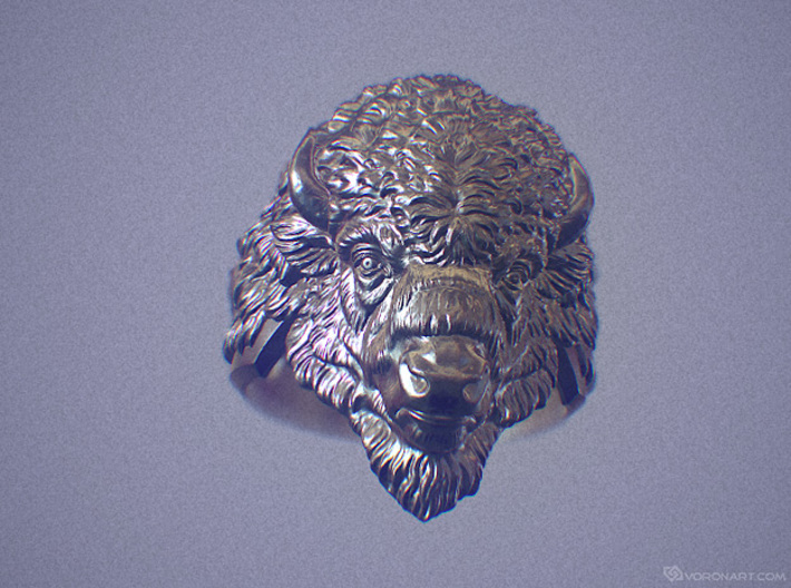 Bison Head Ring 3d printed Digital preview, not a photo. How will look your ring depends on kind of metal you chose