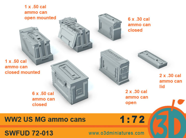 WW2 US MG Ammo Cans 1/72 scale SWFUD 72-013 3d printed 