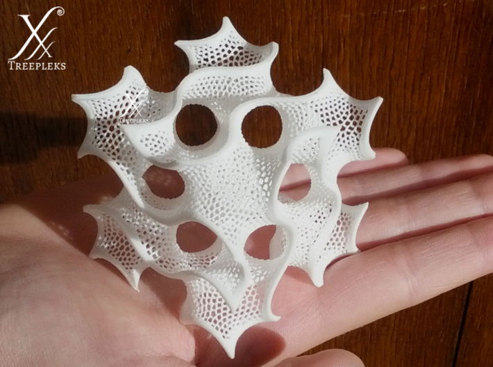 Gyroid 3d printed Printed in White, Strong, Flexible.