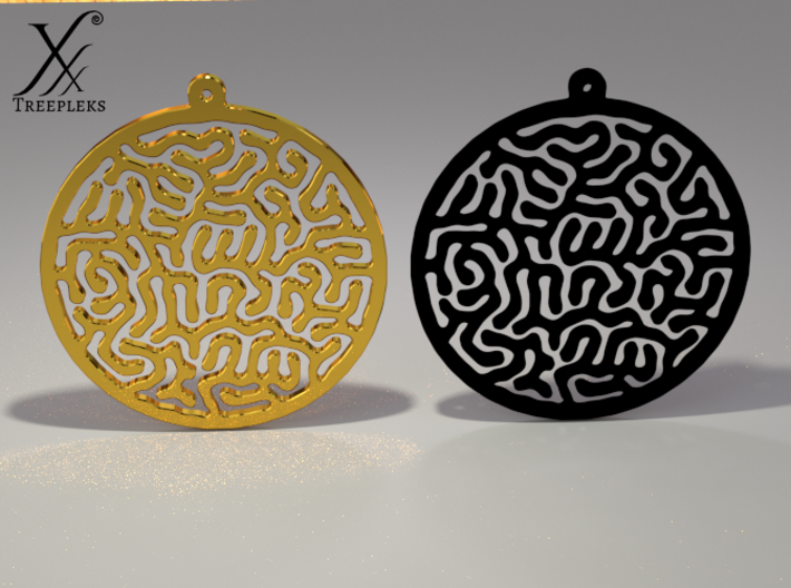 Round Reacting Earrings 3d printed In Gold plated brass or Black SF (Cycle render)