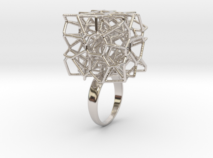 Voronoi Cube Ring (Size 7) 3d printed