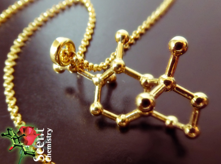 Iso E Super 3d printed Iso E Super (Arborone) pendant on an 18k gold-plated Thomas Sabo Charm Club KE1219-413-12-L42v necklace.
