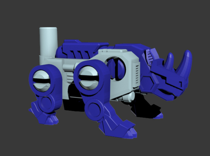 RhinoBlaster Transforming Weaponoid Kit (5mm) 3d printed Render of the assembled kt in Rhinoceros mode