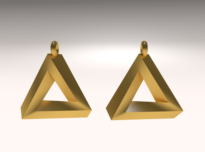 Penrose Triangle - Earrings (17mm) 3d printed rendered image