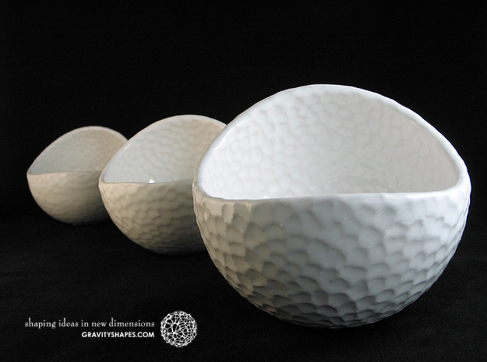 Porcelain Plant-pot in Golfball-Look (XL, round) 3d printed Gloss White - Size small, large and XL
