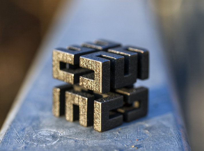 Hilbert cube ( pendant ) 3d printed black metal