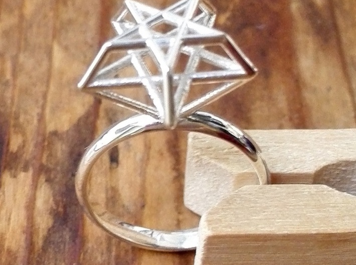 Pentagram Ring 3d printed Polished Silver