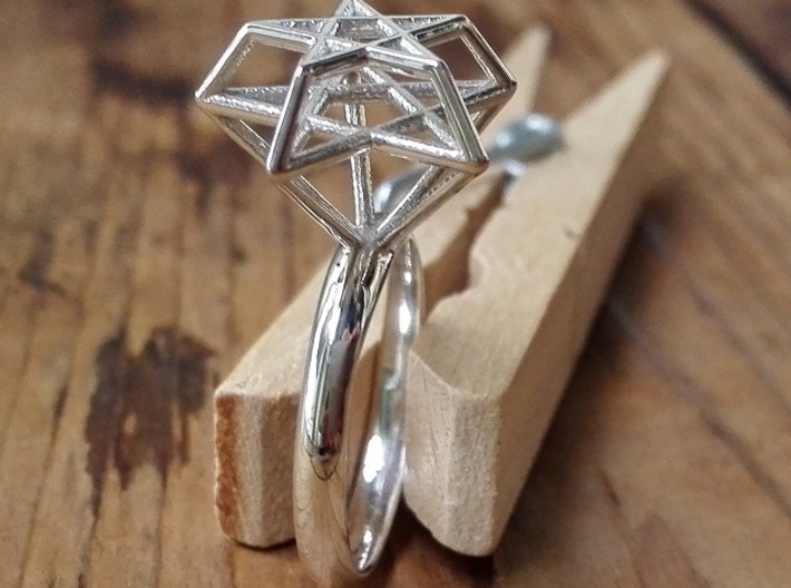 Pentagram Ring 3d printed Polished Silver