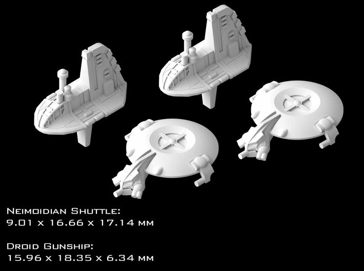 (Armada) 2x Neimoidian Shuttle + 2x Droid Gunship 3d printed