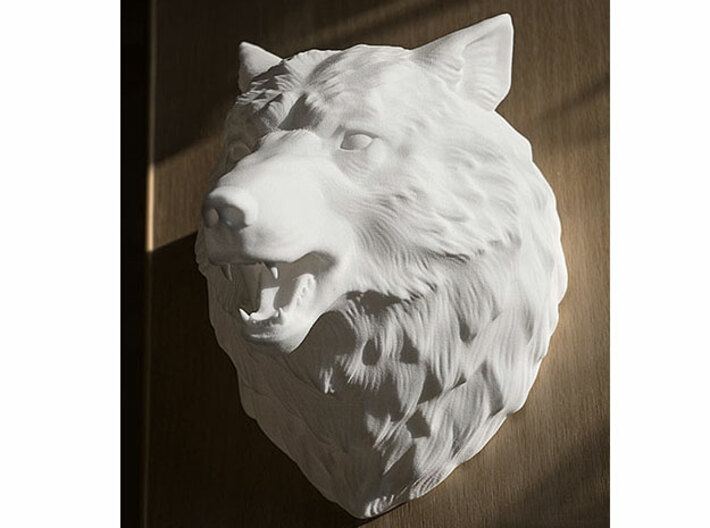 Angry Wolf Wall Mount 3d printed Wolf head in plastic