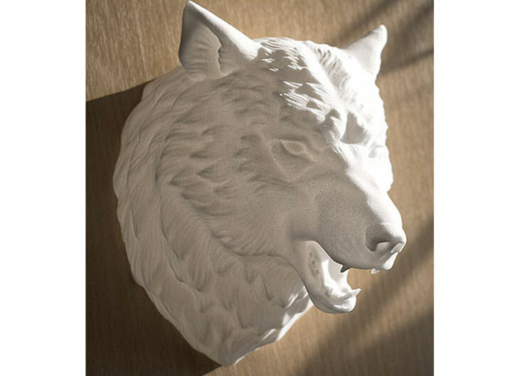 Angry Wolf Wall Mount 3d printed Wolf head in plastic