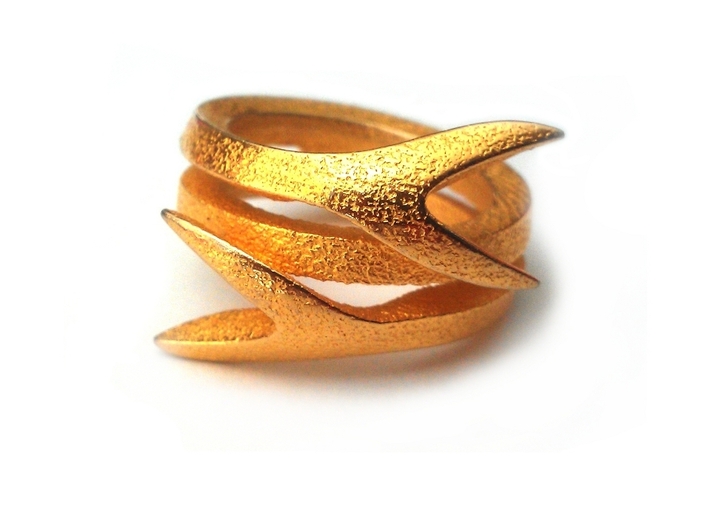 TAILS ring 3d printed Polished Gold Steel