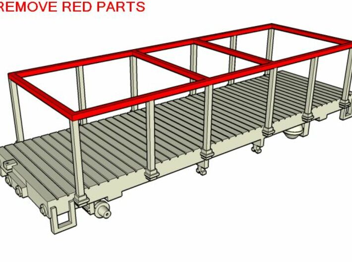  HOn30 25 foot Flatcar with stakes (plus) 3d printed 