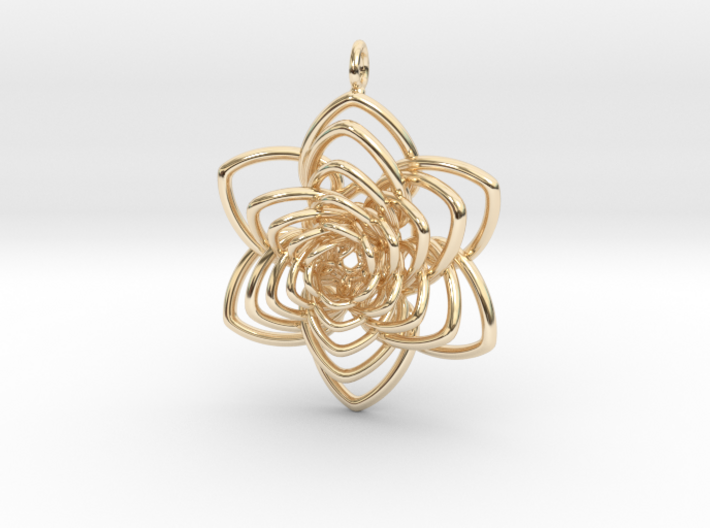 Heart Petals 6 Points Spiral - 5cm - wLoopet 3d printed
