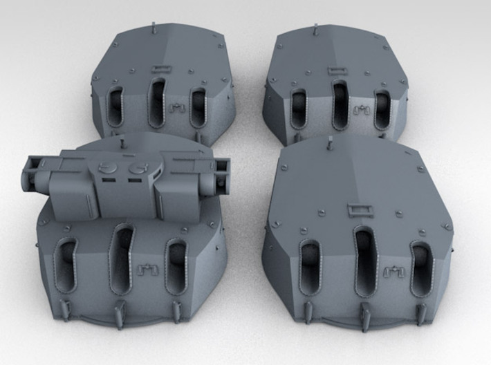 1/144 RN 6 Inch MKXIII Crown Colony Class Turrets  3d printed 3d render showing product detail