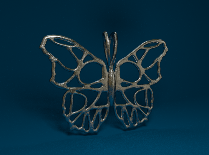 Butterfly Pendant with Custom Text 3d printed Custom Initials - Stainless Steel Render