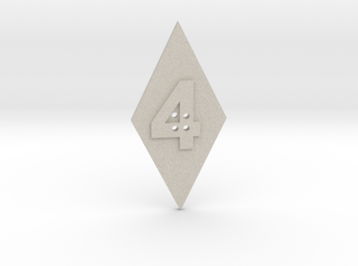 4-hole 4 Sided Number 4 Button 3d printed
