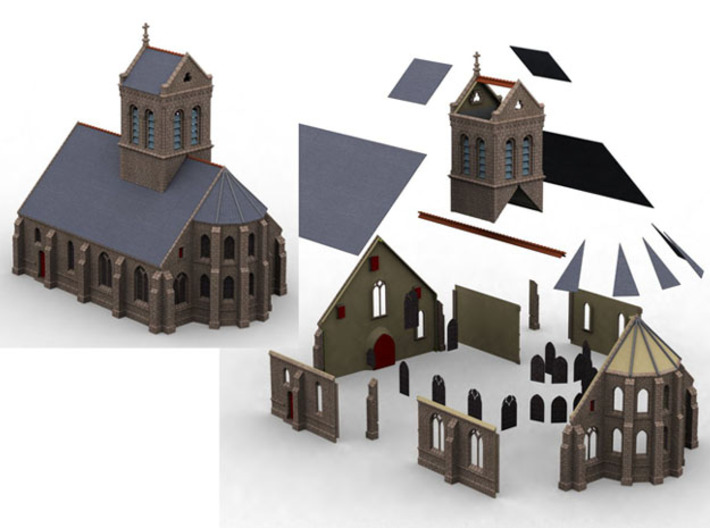 HORelM0102 - Gothic modular church 3d printed 