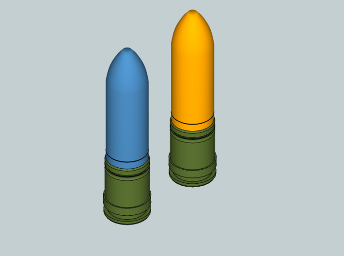 20x28mm OICW grenade shell replica (twins set) 3d printed Preview in Sketchup