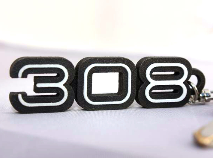 KEYCHAIN LOGO 308 3d printed Keychain with the Ferrari 308 logo in Black Steel with plastic inserts