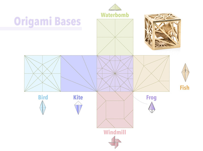 Origami Cubed Bases 3d printed 