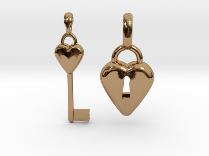 2 Pendants Hollow Heart and Key to Heart 3d printed