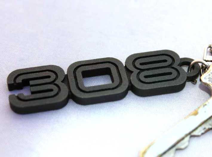 KEYRING LOGO 308 BLACK W INSERTS 3d printed Keychain with the Ferrari 308 logo, in Black Steel