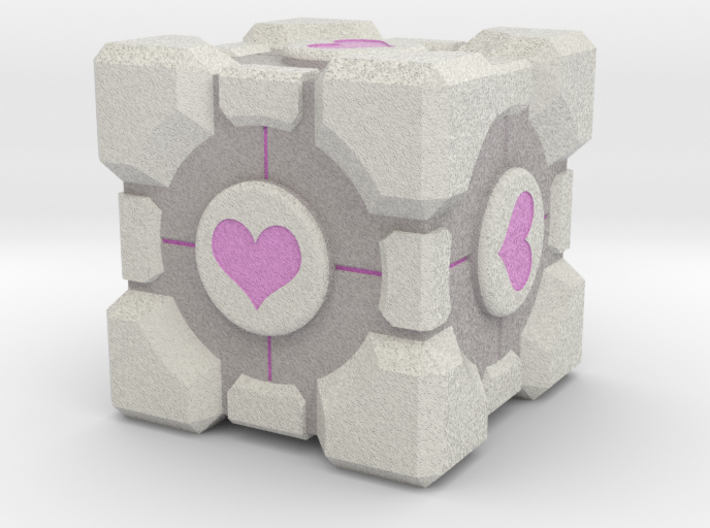 Weighted Portal Cube (In Color) - Heart 2&quot; 3d printed