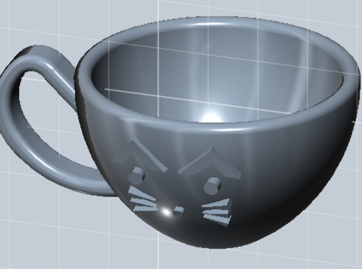 Cat Mug - 1/6 Scale Doll Size 3d printed AutoCAD view