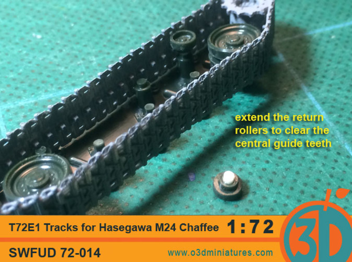 T72E1 tracks for Hasegawa M24 Chaffee 1/72 scale S 3d printed extend the hasegawa return roller mount