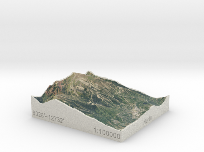 Snowmass, Colorado, USA, 1:100000 3d printed 