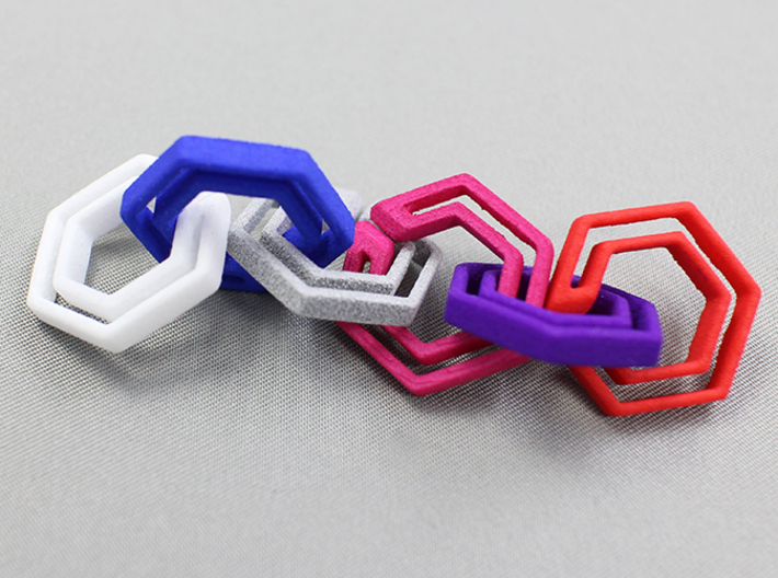 hex chain 3d printed 6 pieces combination