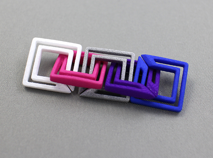 square chain 3d printed 5 pieces combination