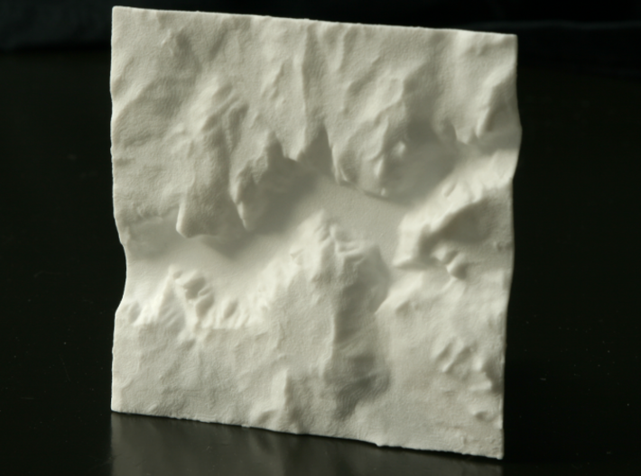3'' Yosemite Valley Terrain Model, California, USA 3d printed Top view of actual 3D printed model, North is up