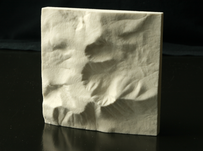 4'' Mt. Katahdin, Maine, USA, Sandstone 3d printed Photo of actual 3D print in Sandstone; North is up.