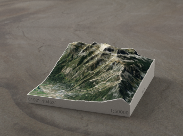 Jackson Hole, Wyoming, USA, 1:50000 3d printed