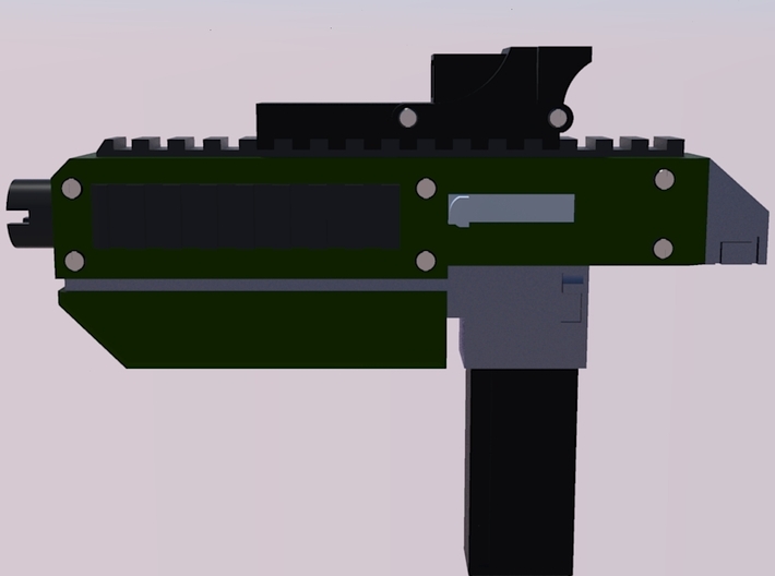 28mm X-1 Compact Assault Rifle (10 Pack) 3d printed Side Render with High Capacity Magazine and Holographic Sight