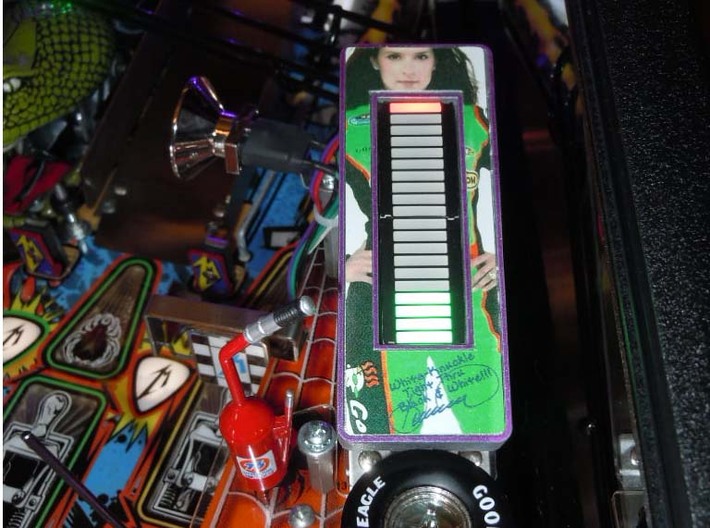 Plain Style VU Barmeter Pinball Case 3d printed Installed on a Metallica machine featuring Ms. Danica Patrick