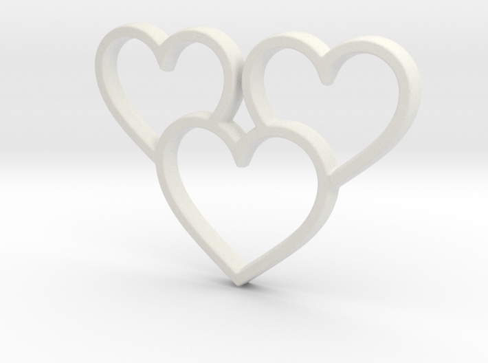 Trio of Hearts Pendant - Amour Collection 3d printed
