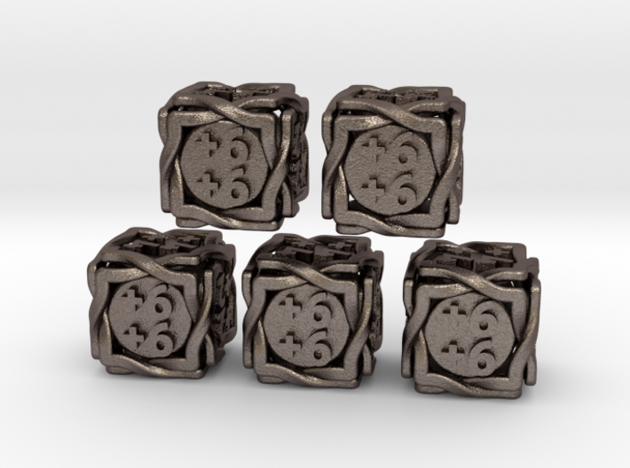 5 × Twined D6 +1/+1 counters (14 mm) Hollow 3d printed