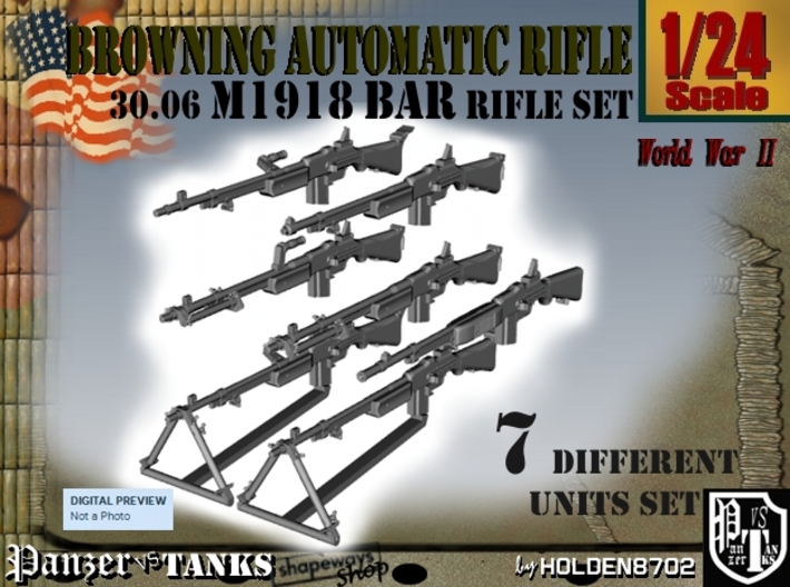 1-24 Browning BAR 1918A2 Set 3d printed