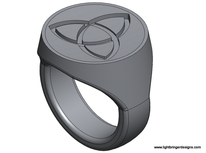Trinity Signet Ring 3d printed The ring at an angle