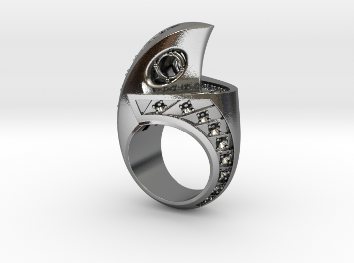 Falcon Ring with Gems - Size 12 (21.49 mm) 3d printed 