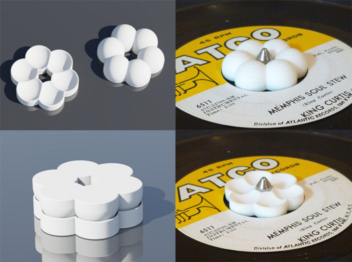 Funky 45 rpm Adapters (Two piece set) - Flower 3d printed