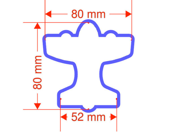 Airplane Cookie Cutter 3d printed Measures
