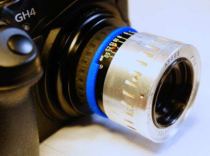 Argus &quot;The Brick&quot; lens adapter to Leica L39 3d printed (mounted to M43 via a L39 adapter)