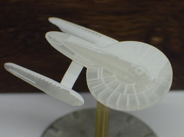 2-Pack of 1/3900 Aspen Class Federation Frigates 3d printed Front 3/4 View, FUD before cleaning.