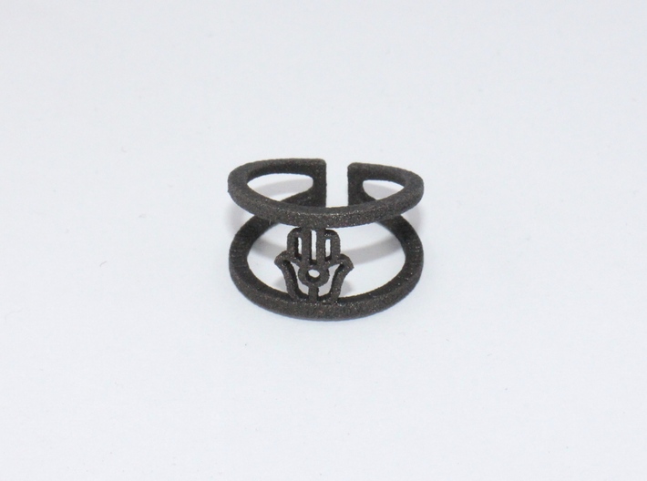 HAMSA Ring 3d printed Matte Black Steel
