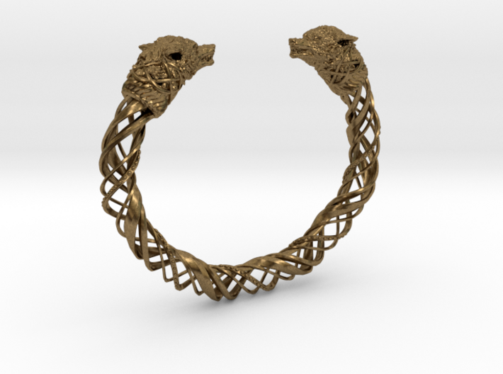 Viking wolf head bracelet size M 3d printed